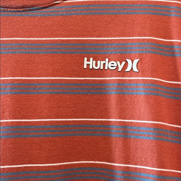 Hurley Red and Tan Striped Tees set of two. - Picture 3 of 6